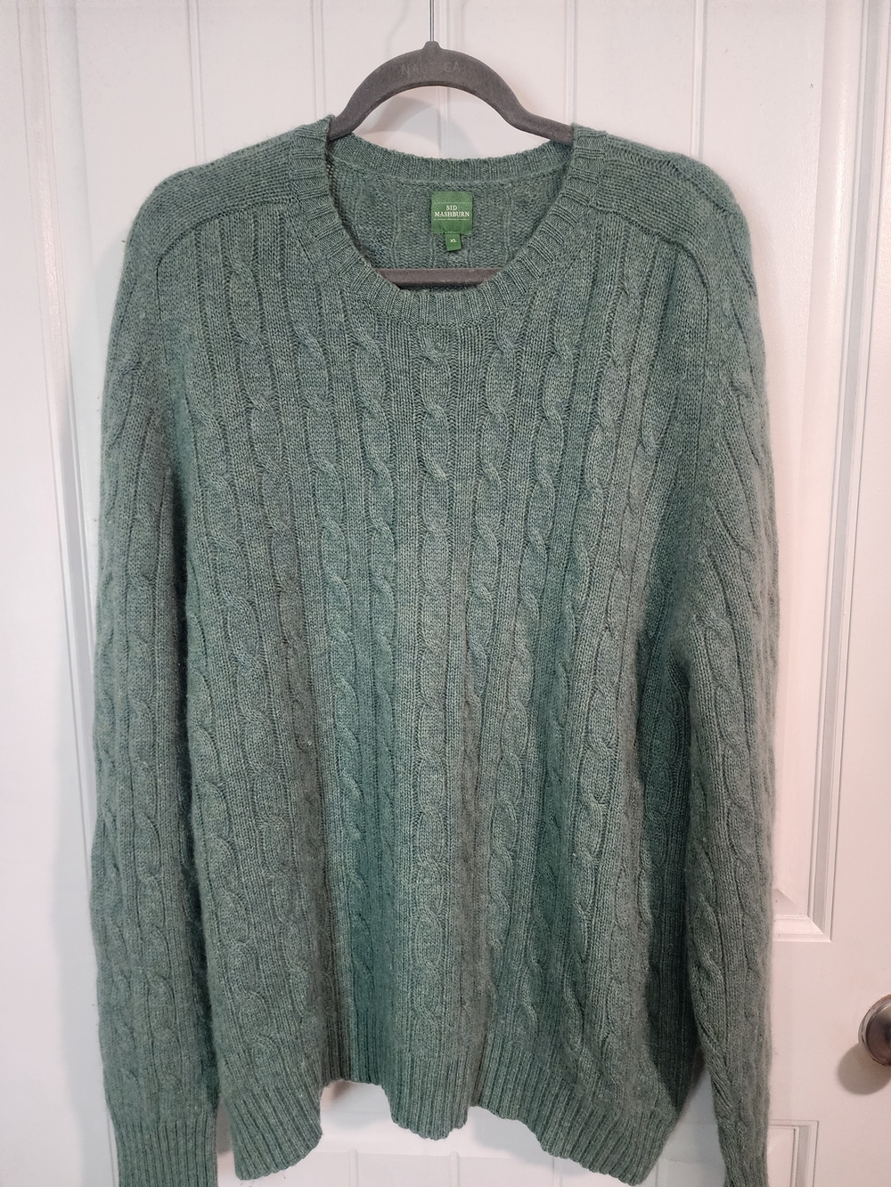 Sid Mashburn Cable Knit Crewneck Sweater - Sage Green Cashmere